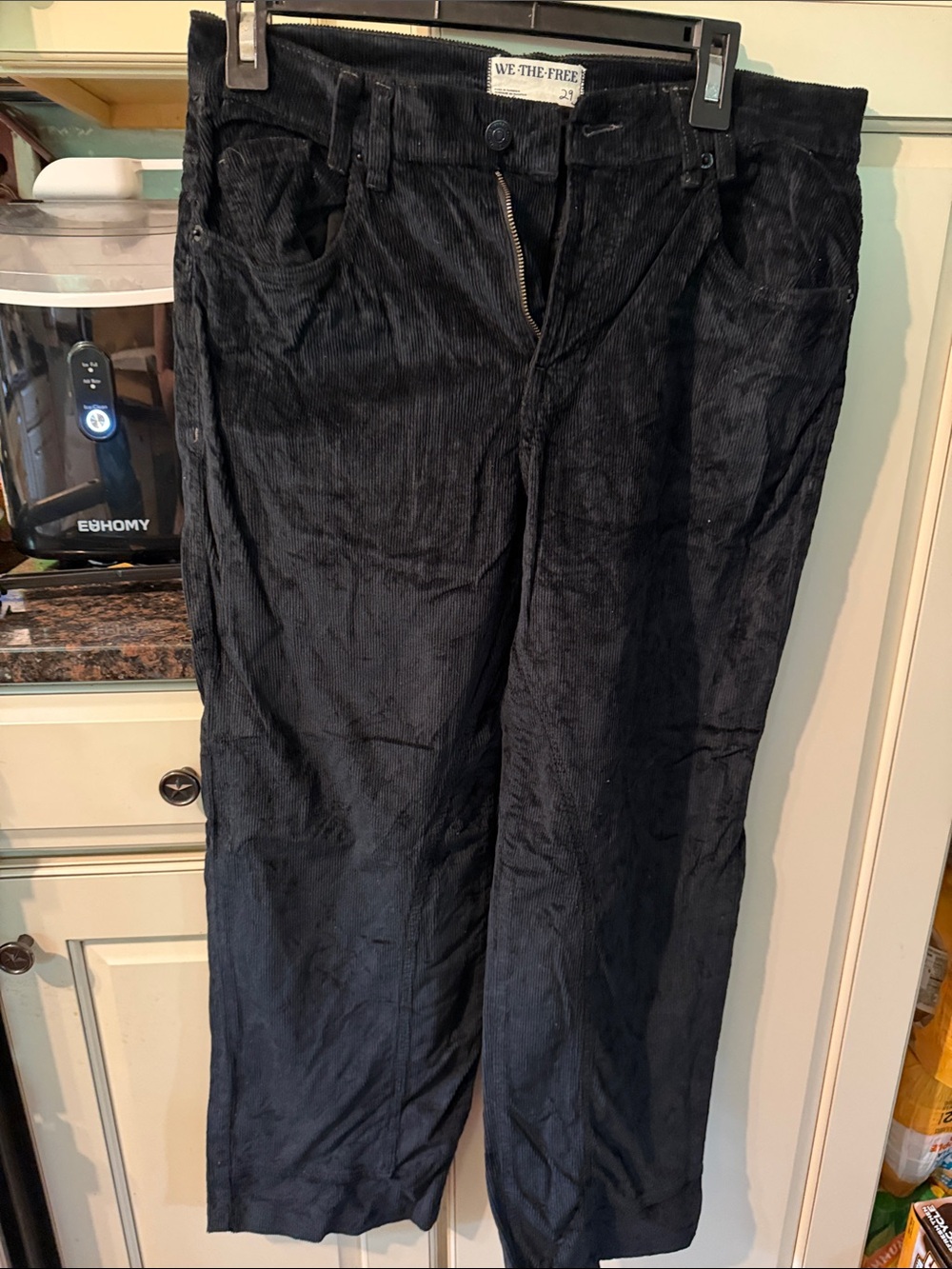 We The Free Black Corduroy Straight-Leg Pants